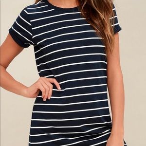 Navy Striped Shirt Dress